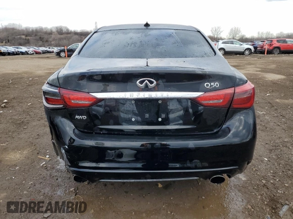 2019 Infiniti Q50 3.0t LUXE with VIN JN1EV7AR5KM554095, listed as a Copart auction lot 50028605 with 82,599 mi miles and Salvage Title. Bid and sale history available at carsss.com. Image 6.