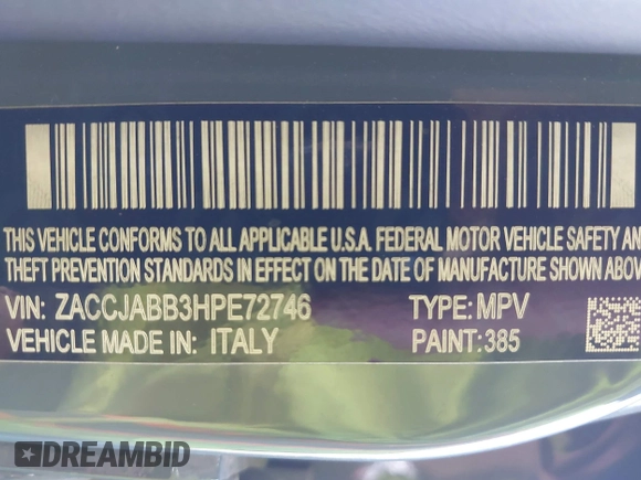 2017 Jeep Renegade Latitude with VIN ZACCJABB3HPE72746, listed as a IAAI auction lot 42374718 with 92,272 mi miles and . Bid and sale history available at DreamBid. Image 9.
