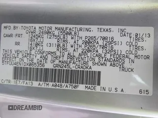 2013 Toyota Tacoma with VIN 5TFUU4EN1DX065356, listed as a IAAI auction lot 41509219 with 122,520 mi miles and . Bid and sale history available at DreamBid. Image 9.