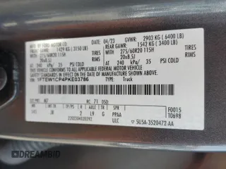 2023 Ford F-150 XL with VIN 1FTEW1CP4PKE03786, listed as a Copart auction lot 51290565 with Not Provided miles and Clean Title. Bid and sale history available at DreamBid. Image 14.