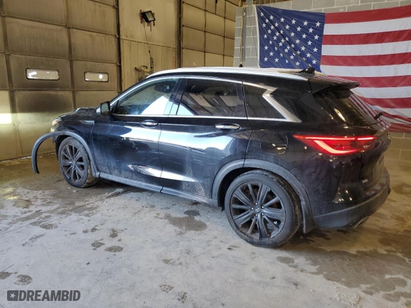 2021 Infiniti QX50 LUXE with VIN 3PCAJ5BB2MF105174, listed as a Copart auction lot 87615855 with 33,864 mi miles and Salvage Title. Bid and sale history available at carsss.com. Image 2.