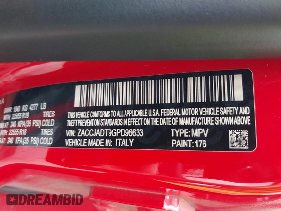 2016 Jeep Renegade Limited z VIN ZACCJADT9GPD96633, wystawiony jako IAAI lot #42420027 z przebiegiem 89 029 mil mil oraz . Historia ofert i sprzedaży dostępna na DreamBid. Obrazek 9.