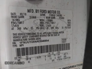 2010 Ford Expedition SSV с VIN 1FMJU1G54AEB48894, выставлен на аукционе IAAI как лот 41762529 с пробегом 134 609 миль миль и . История ставок и продаж доступна на DreamBid. Изображение 9.