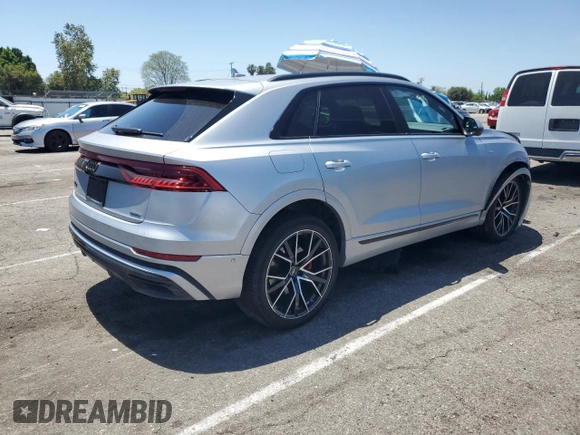 2022 Audi Q8 Premium Plus with VIN WA1EVBF18ND034572, listed as a Copart auction lot 57704485 with 28,246 mi miles and Salvage title. Bid and sale history available at DreamBid. Image 3.