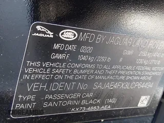 2020 Jaguar XE S with VIN SAJAE4FX3LCP64494, listed as a IAAI auction lot 42049579 with 9,692 mi miles and . Bid and sale history available at DreamBid. Image 9.