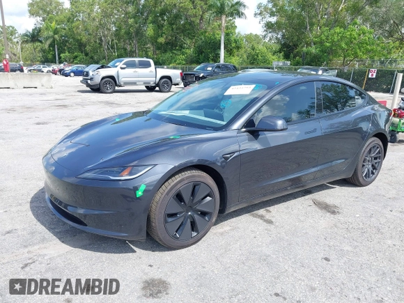 2025 Tesla Model 3 Long Range with VIN 5YJ3E1EA7SF940208, listed as a IAAI auction lot 42433793 with 1,983 mi miles and . Bid and sale history available at DreamBid. Image 22.