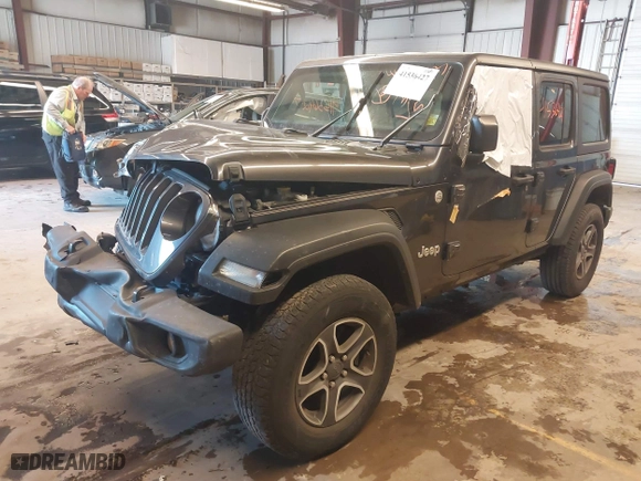 2019 Jeep Wrangler Unlimited Sport S with VIN 1C4HJXDG3KW569392, listed as a IAAI auction lot 41536427 with 37,456 mi miles. Bid and sale history available at carsss.com. Image 19.