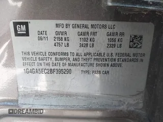 2011 Buick LaCrosse CX с VIN 1G4GA5EC2BF395290, выставлен на аукционе IAAI как лот 42477121 с пробегом 77 968 миль миль и . История ставок и продаж доступна на DreamBid. Изображение 9.