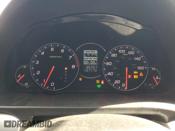 2007 Acura TSX Navi with VIN JH4CL96927C020580, listed as a Copart auction lot 58864535 with 167,172 mi miles and Salvage title. Bid and sale history available at DreamBid. Image 9.