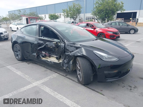 2023 Tesla Model 3 with VIN 5YJ3E1EA5PF647737, listed as a IAAI auction lot 42430145 with 20,525 mi miles and . Bid and sale history available at DreamBid. Image 1.