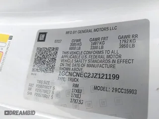 2018 Chevrolet Silverado 1500 Work Truck with VIN 1GCNCNEC2JZ121199, listed as a IAAI auction lot 41528344 with 82,214 mi miles. Bid and sale history available at carsss.com. Image 9.