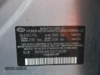 2016 Hyundai Elantra SE with VIN 5NPDH4AE5GH774298, listed as a Copart auction lot 45185505 with 175,868 mi miles and Salvage Title. Bid and sale history available at DreamBid. Image 12.