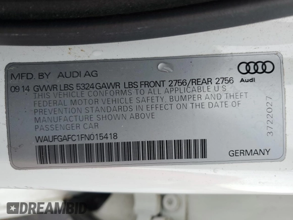 2015 Audi A6 Premium Plus z VIN WAUFGAFC1FN015418, wystawiony jako Copart lot #44805455 z przebiegiem 73 223 mil mil oraz Szkoda całkowita • Salvage title. Historia ofert i sprzedaży dostępna na DreamBid. Obrazek 13.