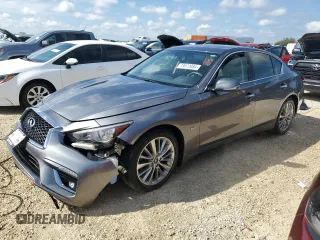 2018 Infiniti Q50 3.0t LUXE with VIN JN1EV7ARXJM437367, listed as a Copart auction lot 73872084 with 0 mi miles and Salvage Title. Bid and sale history available at carsss.com. Image 1.
