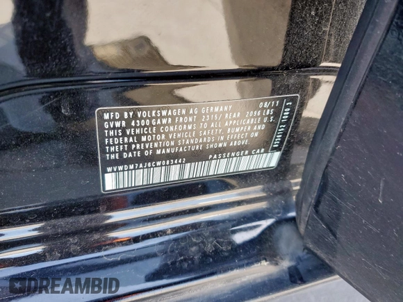 2012 Volkswagen Golf TDI z VIN WVWDM7AJ6CW083442, wystawiony jako Copart lot #47662185 z przebiegiem 135 381 mil mil oraz Szkoda całkowita • Salvage title. Historia ofert i sprzedaży dostępna na DreamBid. Obrazek 14.