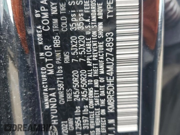 2021 Hyundai Palisade Limited z VIN KM8R5DHE4MU274893, wystawiony jako Copart lot #53147545 z przebiegiem 56 179 mil mil oraz Szkoda całkowita • Salvage title. Historia ofert i sprzedaży dostępna na DreamBid. Obrazek 15.