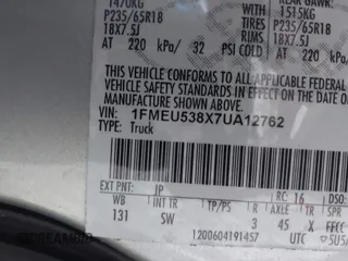 2007 Ford Explorer Sport Trac Limited с VIN 1FMEU538X7UA12762, выставлен на аукционе IAAI как лот 42200886 с пробегом 179 587 миль миль и . История ставок и продаж доступна на DreamBid. Изображение 9.