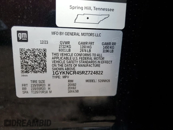 2024 Cadillac XT5 FWD Premium Luxury with VIN 1GYKNCR45RZ724822, listed as a Copart auction lot 80465084 with 2,903 mi miles and Salvage Title. Bid and sale history available at carsss.com. Image 14.