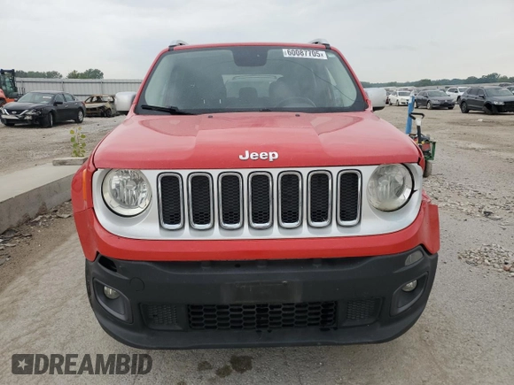 2015 Jeep Renegade Limited with VIN ZACCJBDT0FPB70154, listed as a Copart auction lot 60087705 with 156,264 mi miles and Salvage title. Bid and sale history available at DreamBid. Image 5.
