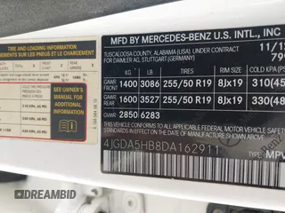 2013 Mercedes-Benz M 350 with VIN 4JGDA5HB8DA162911, listed as a IAAI auction lot 42093884 with 56,177 mi miles and . Bid and sale history available at DreamBid. Image 9.