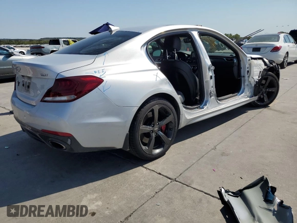 2019 Genesis G70 3.3T Advanced with VIN KMTG34LE2KU014936, listed as a Copart auction lot 74771744 with 29,245 mi miles and Salvage Title. Bid and sale history available at carsss.com. Image 3.