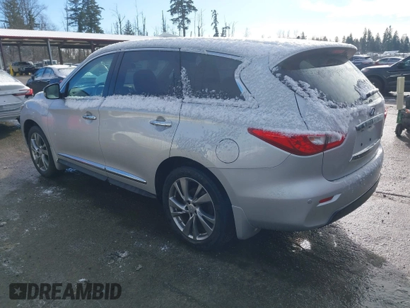 2014 Infiniti QX60 Hybrid with VIN 5N1CL0MN8EC510981, listed as a IAAI auction lot 41488111 with 2,810 mi miles and . Bid and sale history available at DreamBid. Image 3.