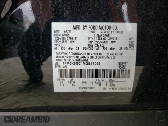 2021 Ford Explorer ST z VIN 1FM5K8GC1MGB77065, wystawiony jako Copart lot #52038225 z przebiegiem 18 425 mil mil oraz Szkoda całkowita • Salvage title. Historia ofert i sprzedaży dostępna na DreamBid. Obrazek 13.