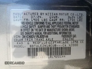 2024 Nissan Versa S with VIN 3N1CN8DV1RL920144, listed as a Copart auction lot 50057465 with 16,271 mi miles and Non Repairable. Bid and sale history available at DreamBid. Image 13.