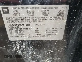 2017 Chevrolet Equinox LT with VIN 2GNFLFEK8H6123781, listed as a Copart auction lot 45032565 with 162,120 mi miles and Non Repairable. Bid and sale history available at DreamBid. Image 14.
