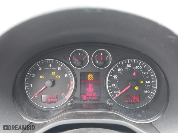 2008 Audi A3 with VIN WAUHF78P78A106654, listed as a IAAI auction lot 41626185 with 111,079 mi miles. Bid and sale history available at carsss.com. Image 7.