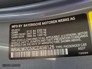 2012 BMW 6 Series 640i with VIN WBALW7C5XCDX58126, listed as a Copart auction lot 46287855 with 154,413 mi miles and Clean Title. Bid and sale history available at carsss.com. Image 12.