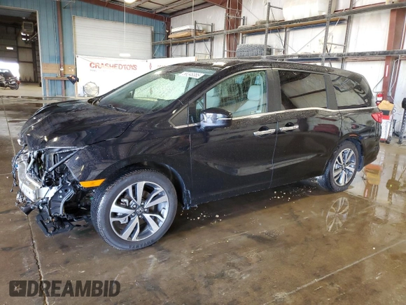 2021 Honda Odyssey Touring with VIN 5FNRL6H84MB009125, listed as a Copart auction lot 58248385 with 55,360 mi miles and Salvage title. Bid and sale history available at DreamBid. Image 1.
