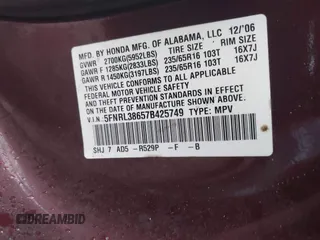 2007 Honda Odyssey EX-L z VIN 5FNRL38657B425749, wystawiony jako IAAI lot #42330245 z przebiegiem 191 093 mil mil oraz . Historia ofert i sprzedaży dostępna na DreamBid. Obrazek 9.
