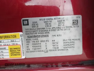 2015 Buick Enclave Leather with VIN 5GAKVBKD2FJ239835, listed as a IAAI auction lot 41892207 with 142,909 mi miles and . Bid and sale history available at carsss.com. Image 9.