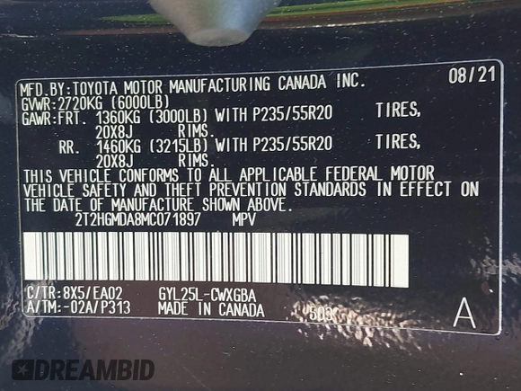 2021 Lexus RX 450h с VIN 2T2HGMDA8MC071897, выставлен на аукционе IAAI как лот 42392067 с пробегом 24 815 миль миль и . История ставок и продаж доступна на DreamBid. Изображение 9.