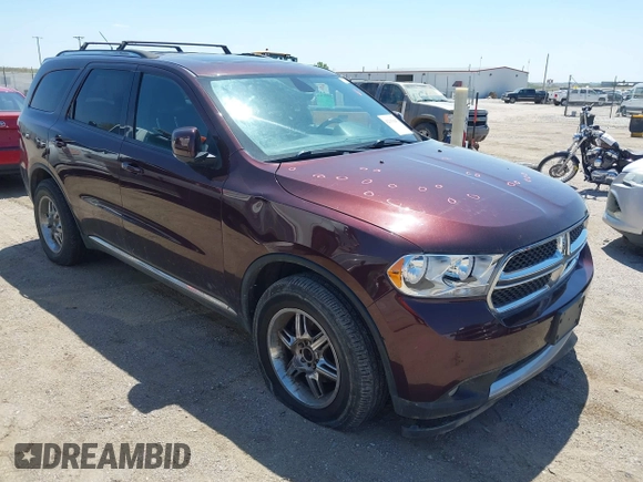 2012 Dodge Durango Crew with VIN 1C4RDJDG0CC337408, listed as a IAAI auction lot 42193647 with 186,352 mi miles and . Bid and sale history available at carsss.com. Image 1.
