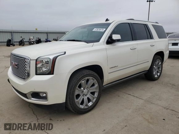 2015 GMC Yukon Denali with VIN 1GKS1CKJ5FR293612, listed as a Copart auction lot 47625975 with 98,533 mi miles and Salvage Title. Bid and sale history available at carsss.com. Image 1.