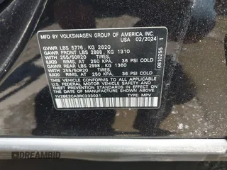 2024 Volkswagen Atlas SEL with VIN 1V2BE2CA3RC233021, listed as a IAAI auction lot 42185251 with 23,398 mi miles and . Bid and sale history available at DreamBid. Image 9.