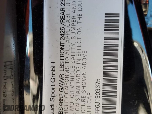 2018 Audi RS 3 z VIN WUABWGFF6J1903375, wystawiony jako Copart lot #49492155 z przebiegiem 62 838 mil mil oraz Szkoda całkowita • Salvage title. Historia ofert i sprzedaży dostępna na DreamBid. Obrazek 12.