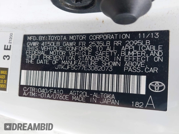 2014 Scion tC z VIN JTKJF5C77E3082073, wystawiony jako IAAI lot #42107615 z przebiegiem 223 895 mil mil oraz . Historia ofert i sprzedaży dostępna na DreamBid. Obrazek 9.