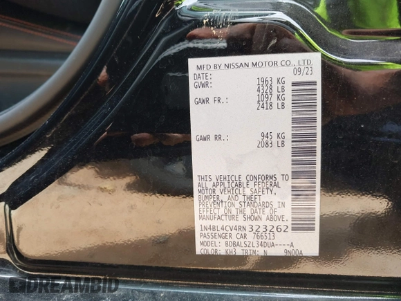 2024 Nissan Altima SR z VIN 1N4BL4CV4RN323262, wystawiony jako IAAI lot #42323966 z przebiegiem 25 124 mil mil oraz . Historia ofert i sprzedaży dostępna na DreamBid. Obrazek 9.