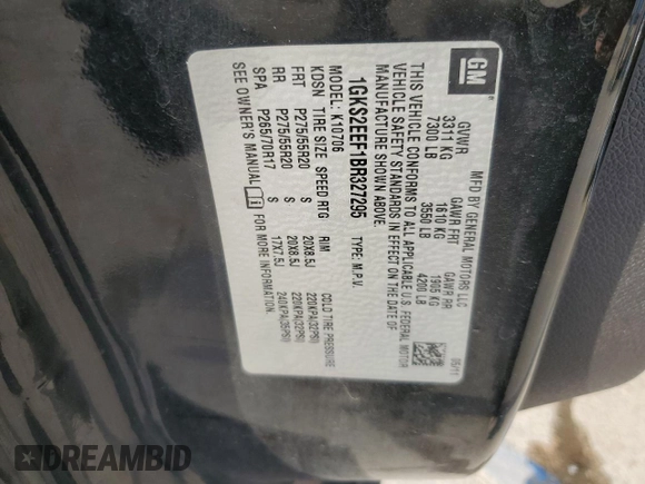 2011 GMC Yukon Denali with VIN 1GKS2EEF1BR327295, listed as a Copart auction lot 71555544 with 212,362 mi miles and Salvage Title. Bid and sale history available at carsss.com. Image 13.
