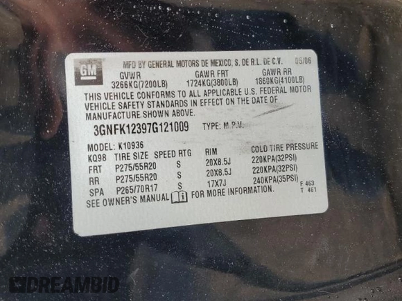 2008 Chevrolet Suburban LTZ with VIN 1GNFK16308J107400, listed as a Copart auction lot 61567295 with 272,454 mi miles and Salvage title. Bid and sale history available at DreamBid. Image 13.