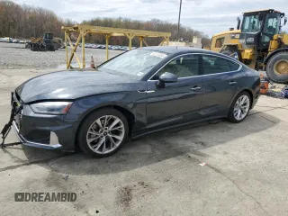 2022 Audi A5 Sportback Premium with VIN WAUABCF58NA027979, listed as a Copart auction lot 53130385 with 37,831 mi miles and Salvage Title. Bid and sale history available at carsss.com. Image 1.