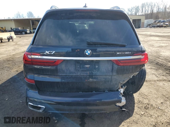 2022 BMW X7 xDrive40i with VIN 5UXCW2C02N9M84404, listed as a Copart auction lot 45557825 with 0 mi miles and Salvage Title. Bid and sale history available at carsss.com. Image 6.