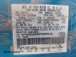 1995 Mazda B-Series Truck z VIN 4F4CR12A0STM09915, wystawiony jako IAAI lot #41773728 z przebiegiem 90 000 mil mil oraz . Historia ofert i sprzedaży dostępna na DreamBid. Obrazek 9.
