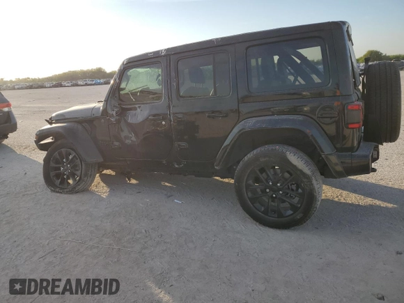 2021 Jeep Wrangler Unlimited Sahara High Altitude with VIN 1C4HJXEM0MW669053, listed as a Copart auction lot 77032134 with 41,133 mi miles and Salvage title. Bid and sale history available at DreamBid. Image 2.