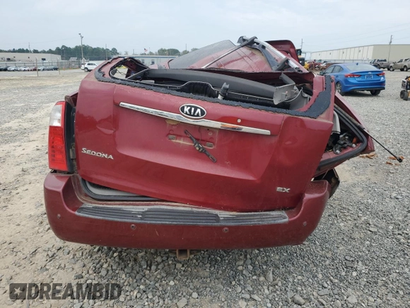 2008 Kia Sedona EX with VIN KNDMB233686265088, listed as a Copart auction lot 74372544 with 0 mi miles and Salvage Title. Bid and sale history available at carsss.com. Image 6.