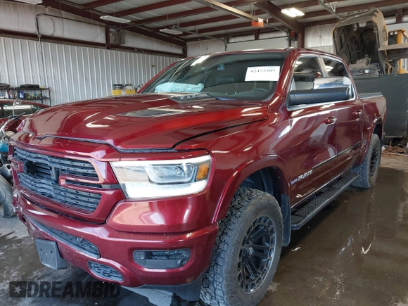2019 Ram 1500 Laramie with VIN 1C6SRFJT8KN696341, listed as a IAAI auction lot 42473209 with 55,480 mi miles and . Bid and sale history available at DreamBid. Image 18.