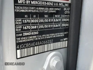 2008 Mercedes-Benz R-Class 3.5L with VIN 4JGCB56E48A066222, listed as a Copart auction lot 65230314 with 108,661 mi miles and Salvage Title. Bid and sale history available at carsss.com. Image 15.